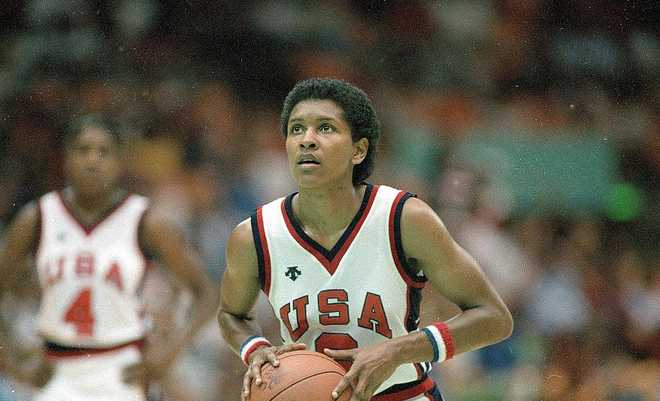 UNITED&#x20;STATES&#x20;-&#x20;AUGUST&#x20;01&#x3A;&#x20;&#x20;Basketball&#x3A;&#x20;1984&#x20;Summer&#x20;Olympics,&#x20;Closeup&#x20;of&#x20;USA&#x20;Lynette&#x20;Woodard&#x20;&#x28;6&#x29;&#x20;in&#x20;action,&#x20;taking&#x20;foul&#x20;shot&#x20;vs&#x20;KOR,&#x20;Los&#x20;Angeles,&#x20;CA&#x20;8&#x2F;1&#x2F;1984--8&#x2F;12&#x2F;1984&#x20;&#x20;&#x28;Photo&#x20;by&#x20;Manny&#x20;Millan&#x2F;Sports&#x20;Illustrated&#x20;via&#x20;Getty&#x20;Images&#x29;&#x20;&#x20;&#x28;SetNumber&#x3A;&#x20;X30348&#x29;