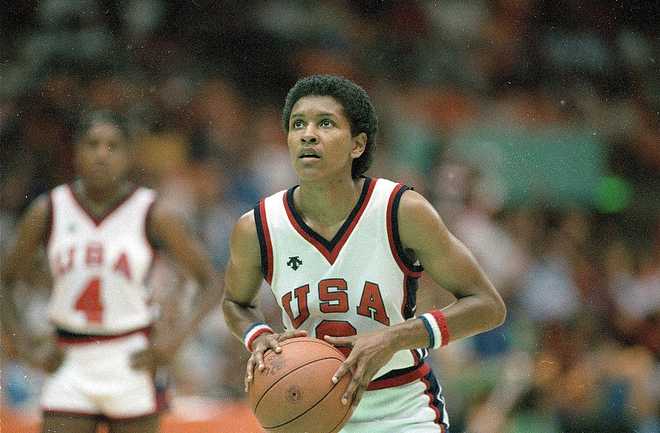 UNITED&#x20;STATES&#x20;-&#x20;AUGUST&#x20;01&#x3A;&#x20;&#x20;Basketball&#x3A;&#x20;1984&#x20;Summer&#x20;Olympics,&#x20;Closeup&#x20;of&#x20;USA&#x20;Lynette&#x20;Woodard&#x20;&#x28;6&#x29;&#x20;in&#x20;action,&#x20;taking&#x20;foul&#x20;shot&#x20;vs&#x20;KOR,&#x20;Los&#x20;Angeles,&#x20;CA&#x20;8&#x2F;1&#x2F;1984--8&#x2F;12&#x2F;1984&#x20;&#x20;&#x28;Photo&#x20;by&#x20;Manny&#x20;Millan&#x2F;Sports&#x20;Illustrated&#x20;via&#x20;Getty&#x20;Images&#x29;&#x20;&#x20;&#x28;SetNumber&#x3A;&#x20;X30348&#x29;