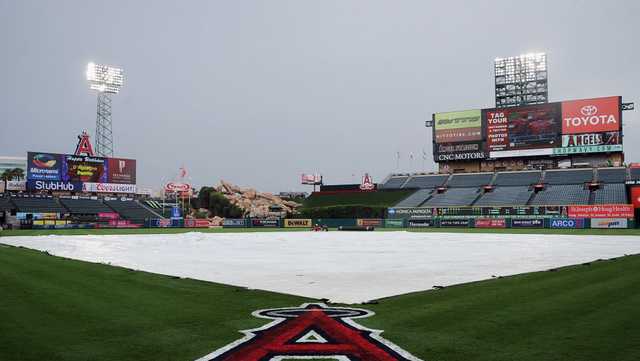 Reds-Angels game is postponed due to the effects of Tropical Storm Hilary.  Doubleheader is Wednesday