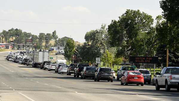 LANDER, WY - AUGUST: The great American eclipse turned into a headache of a drive as many drivers took to the road at the same time and had to deal with long lines of stopped traffic while trying to get out of town on August 21, 2017 in Lander, Wyoming. (Photo by Helen H. Richardson/The Denver Post via Getty Images)