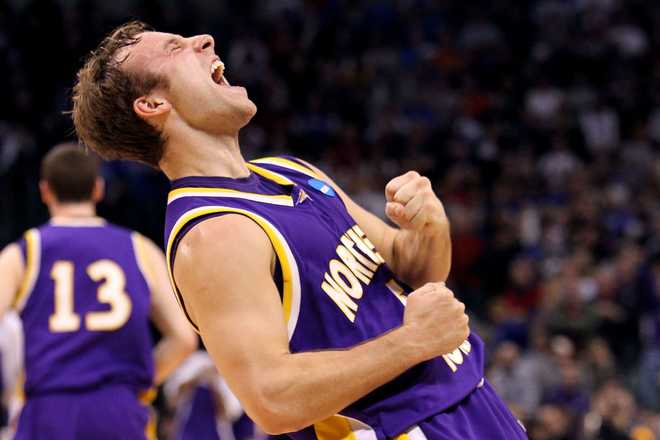 OKLAHOMA&#x20;CITY&#x20;-&#x20;MARCH&#x20;20&#x3A;&#x20;&#x20;Ali&#x20;Farokhmanesh&#x20;&#x23;5&#x20;of&#x20;the&#x20;Northern&#x20;Iowa&#x20;Panthers&#x20;reacts&#x20;against&#x20;the&#x20;Kansas&#x20;Jayhawks&#x20;during&#x20;the&#x20;second&#x20;round&#x20;of&#x20;the&#x20;2010&#x20;NCAA&#x20;men&amp;apos&#x3B;s&#x20;basketball&#x20;tournament&#x20;at&#x20;Ford&#x20;Center&#x20;on&#x20;March&#x20;20,&#x20;2010&#x20;in&#x20;Oklahoma&#x20;City,&#x20;Oklahoma.&#x20;UNI&#x20;won&#x20;69-67.&#x20;&#x20;&#x28;Photo&#x20;by&#x20;Ronald&#x20;Martinez&#x2F;Getty&#x20;Images&#x29;