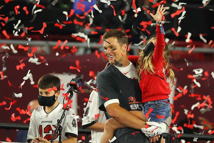 Tom Brady and Rob Gronkowski Celebrate Super Bowl 2021 Win