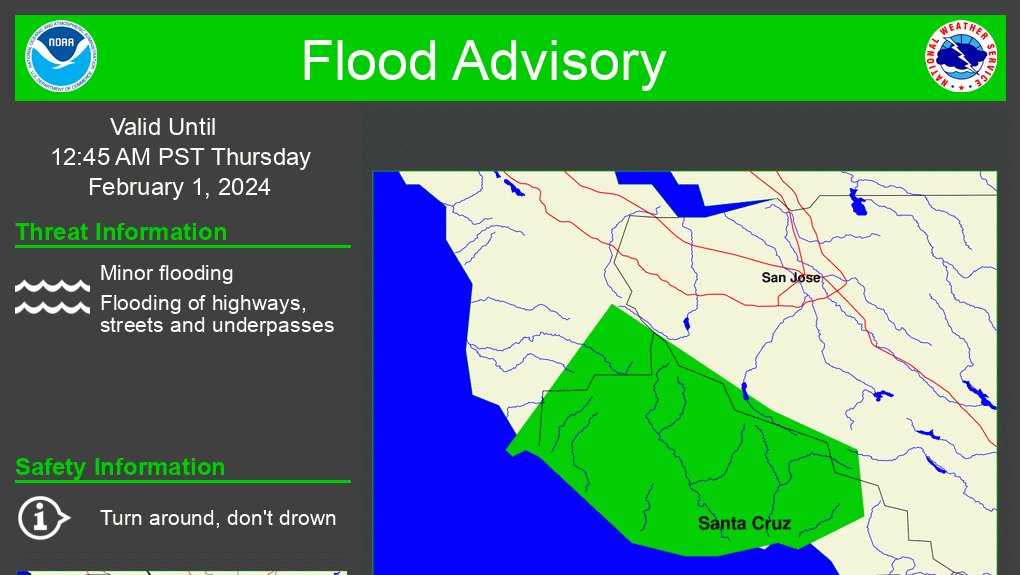 Severe Weather: Flood advisory issued for Santa Cruz County, Big Sur area