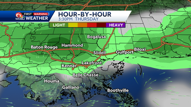 New Orleans weather forecast rain chances timing of storms