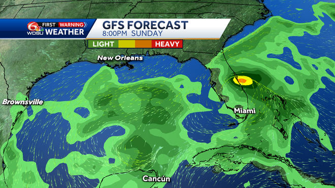 GFS forecast Sunday 8 p.m