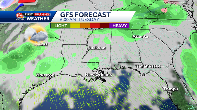 New Orleans weather forecast high low temp rain chance Mardi Gras