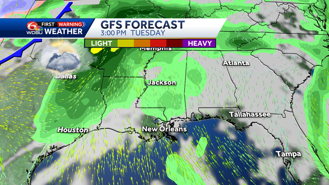 New Orleans weather forecast high low temp rain chance Mardi Gras