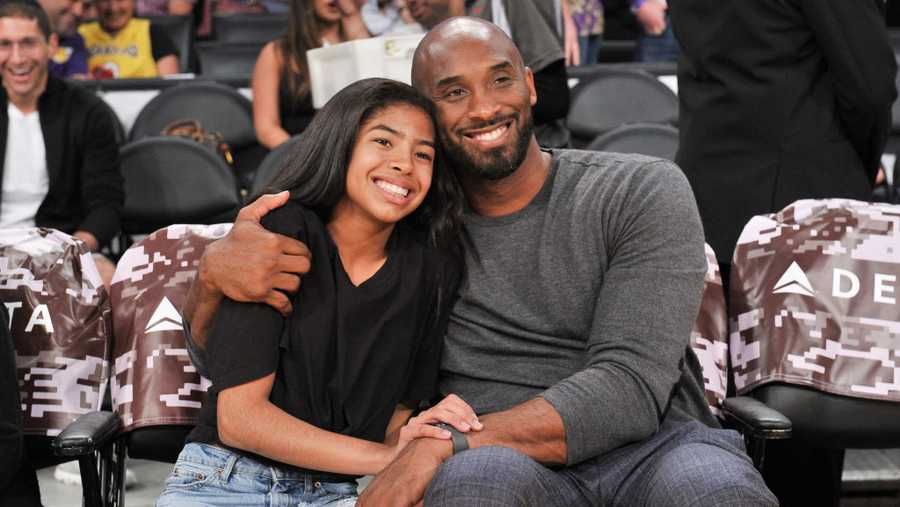 Kobe Bryant and his daughter Gianna Bryant attend a basketball game between the Los Angeles Lakers and the Atlanta Hawks at Staples Center on November 17, 2019 in Los Angeles, California. 