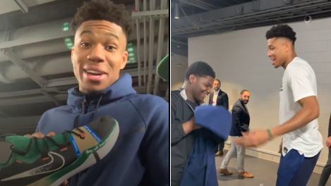 Giannis gives teen the jacket off his back
