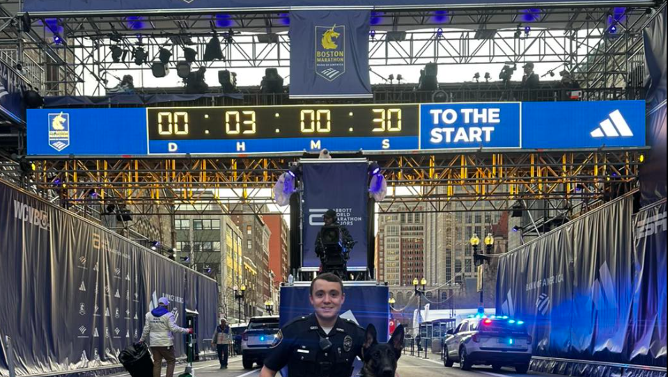 Gilford police officer and K-9 join Boston police for marathon
