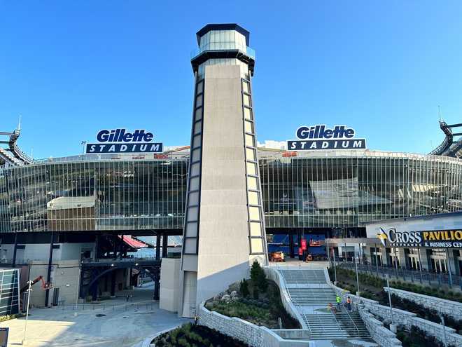 A look at the new lighthouse and the newly-renovated north end of Gillette Stadium in Foxborough, Massachusetts, on Sept. 7, 2023.