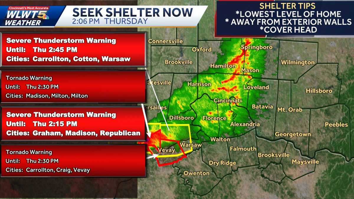 Severe Storms and Tornado Warning in Southeast Indiana and Northern Kentucky – Latest Weather Updates