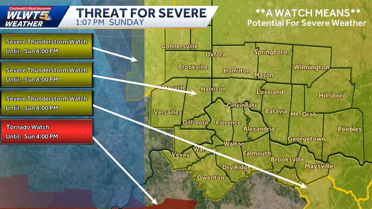 Severe weather threat brings chance for hail strong winds tornadoes  WLWT Cincinnati