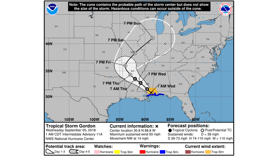 Tropical Storm Gordon graphics