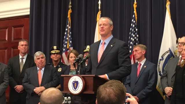 Gov. Charlie Baker speaks about bill to update state's wiretapping law