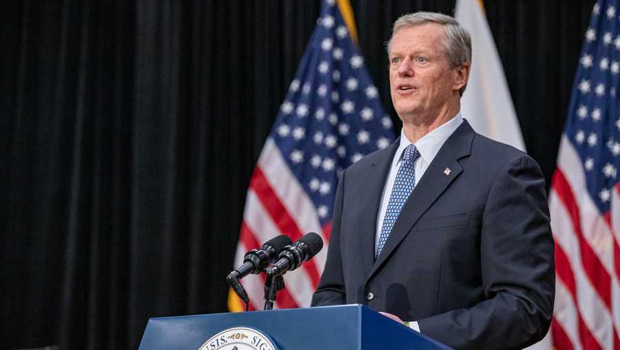 Governor Charlie Baker at a State House press conference on Oct. 13, 2020.