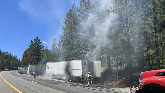 Big rig catches fire on I-80 near Gold Run
