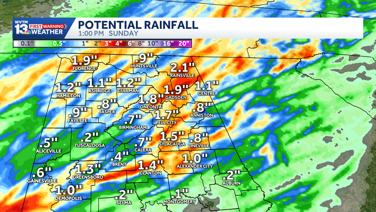 Impact Weather: Scattered showers and thunderstorms through Easter Weekend in Alabama