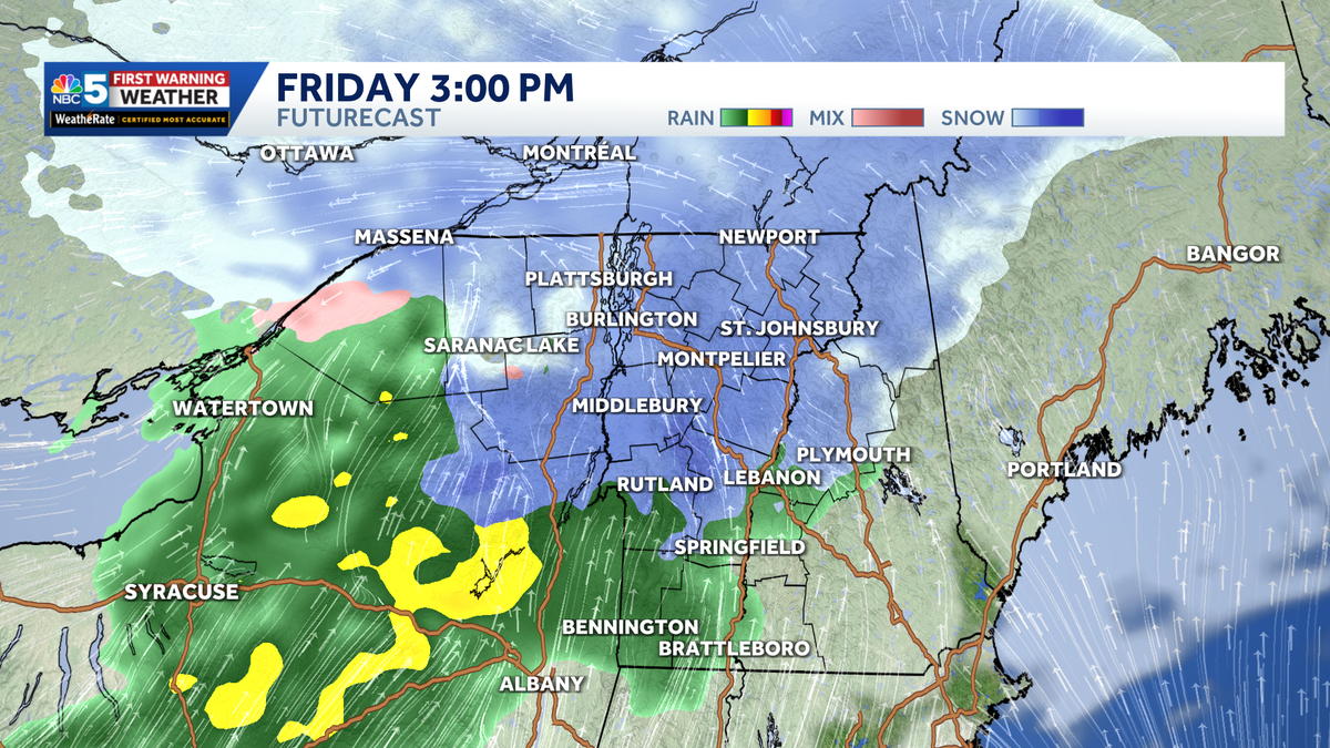 Rounds of wet snow, rain set to impact travel across Vermont, New York