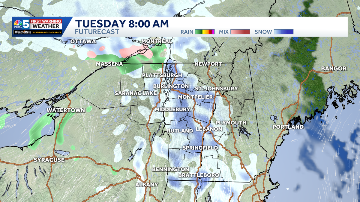 Several rounds of wintry weather this week in Vermont, New York
