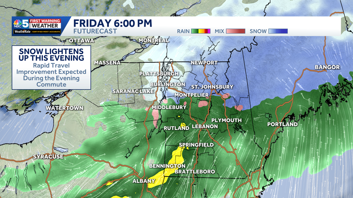 Burst of heavy snow snarling travel north, mainly rain expected south