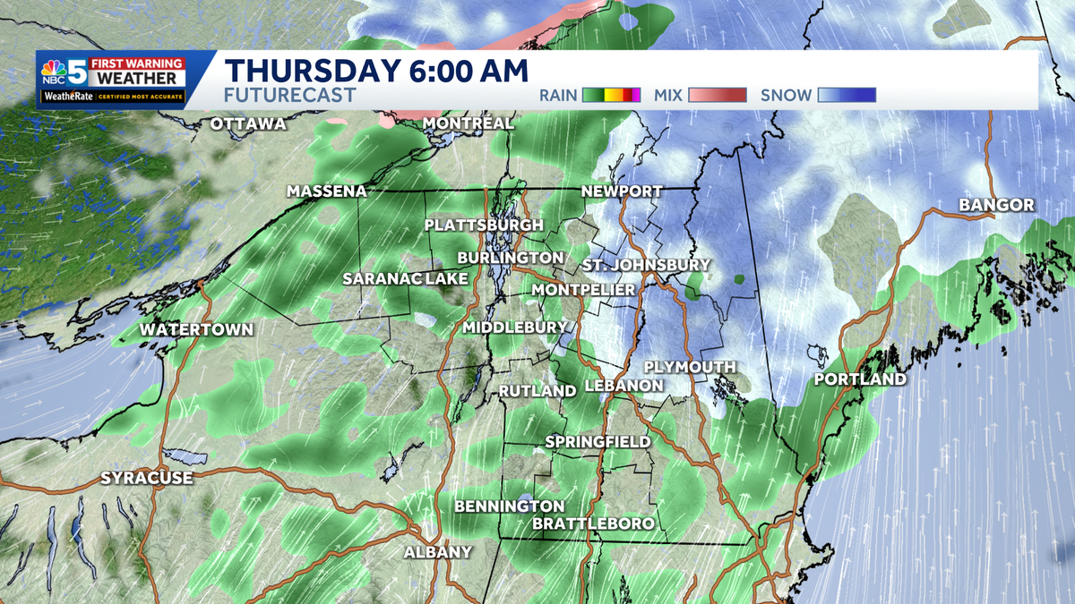 More chances for rain and snow late week in Vermont, New York