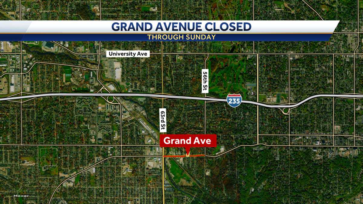 Des Moines construction Grand Avenue closing for about a week