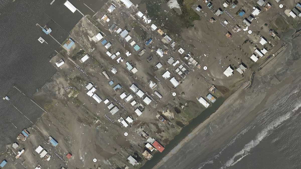 Hurricane Ida Grand Isle before and after Category 4 storm hit