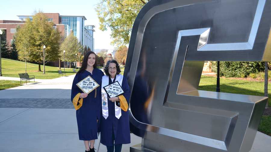 Pat Ormond, 74, received a bachelor's degree in anthropology 42 years after taking her first college class in 1978. Her granddaughter Melody also graduated from college on the same day.