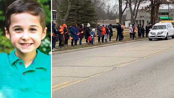 Classmates line the streets, saying goodbye to 7-year-old Grant Wolf boy who died of cancer - Vimarsana News