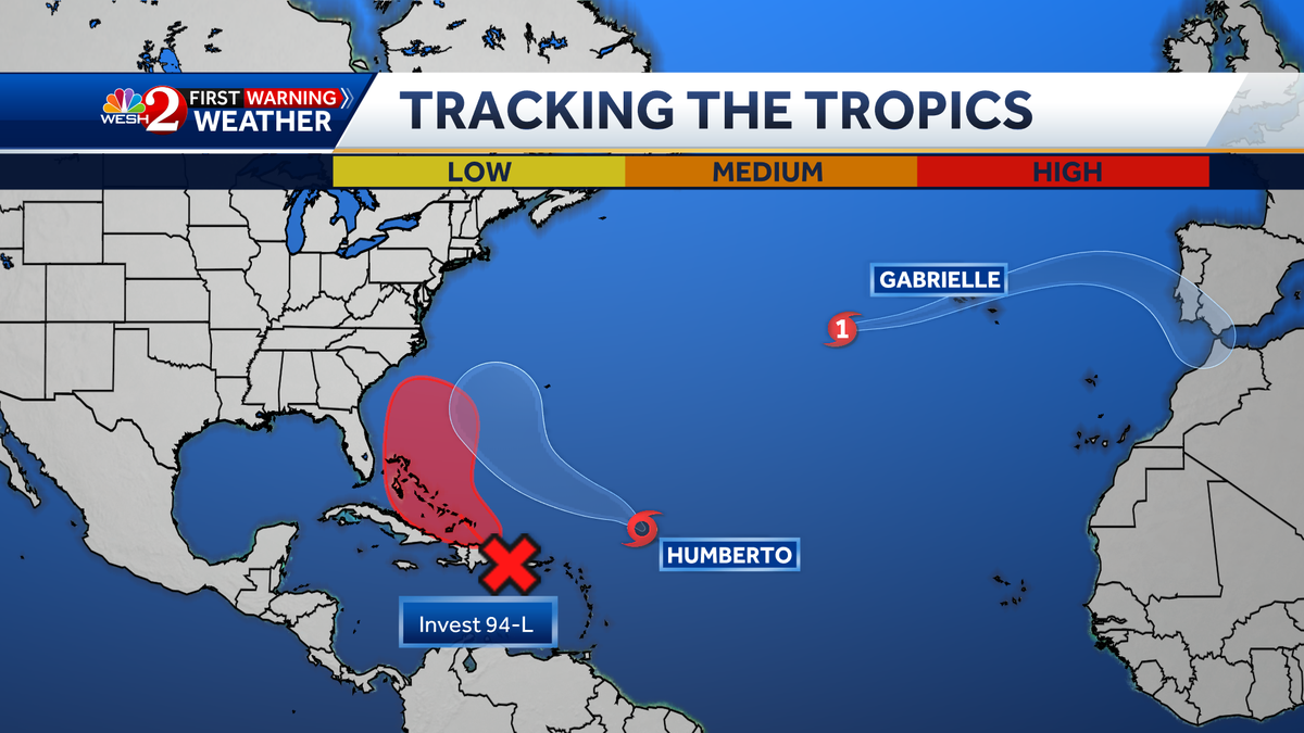 NHC monitoring 3 systems in Atlantic: Gabrielle, Humberto, Invest 94-L