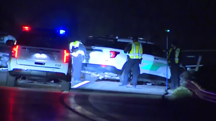 VIDEO: Dash camera shows Green Township police cruiser hit on Interstate-74