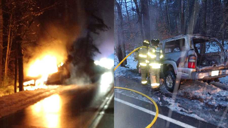 Fiery car crash investigated in Greenfield, New Hampshire