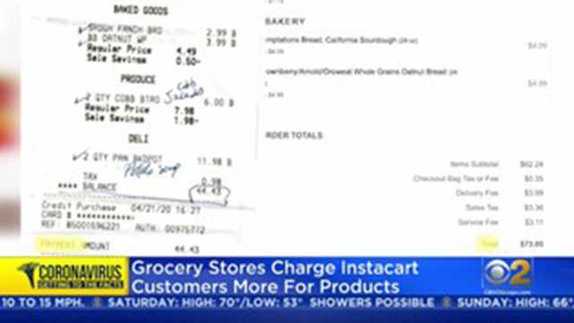 Store Charge Example Grocery stores charge Instacart customers more for products
