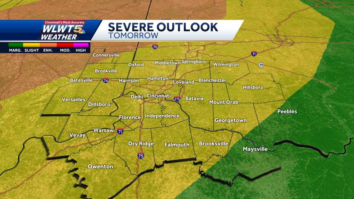 TIMELINE: Threat for severe weather Wednesday; damaging winds the main concern