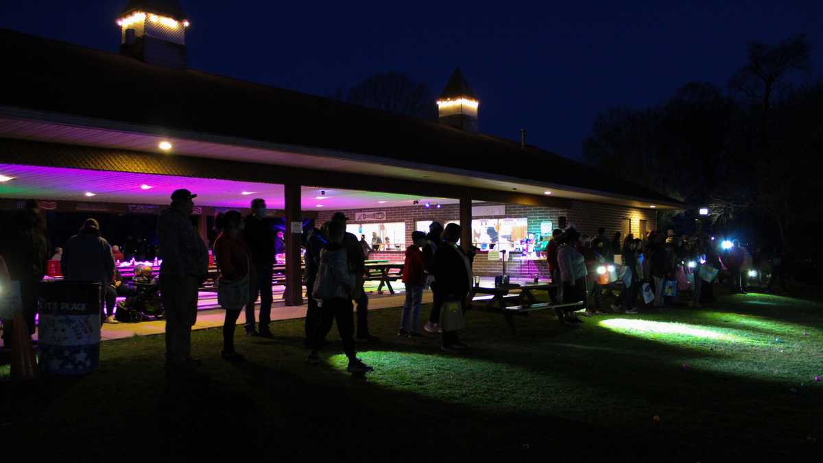 Kids got to hunt for eggs with only a flashlight to guide them at Terre