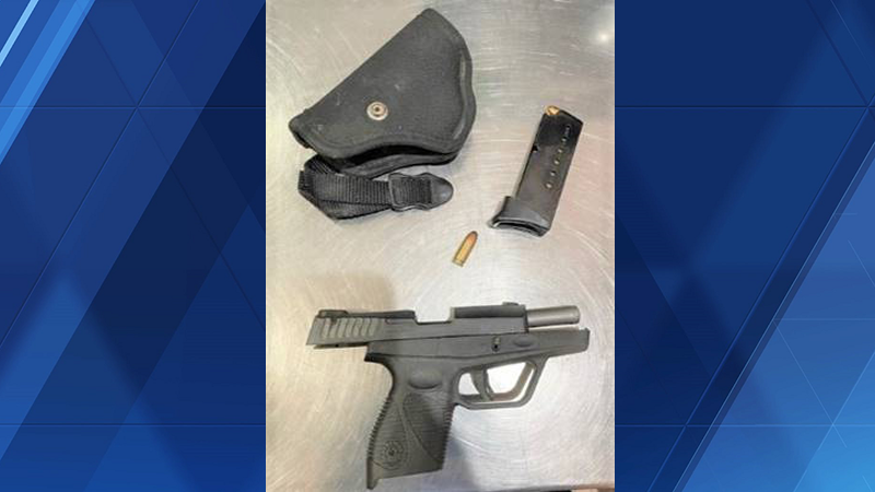 TSA officers at Harrisburg International Airport say they found this loaded handgun in a Carlisle man's carry-on.