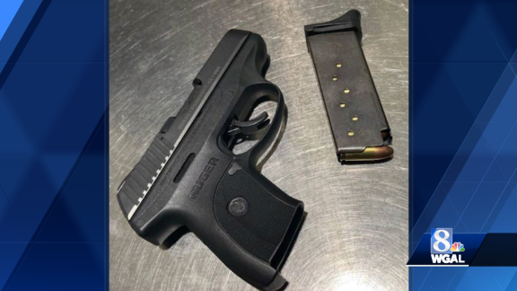 A gun that was found in a York County man's carry-on at Harrisburg International Airport.