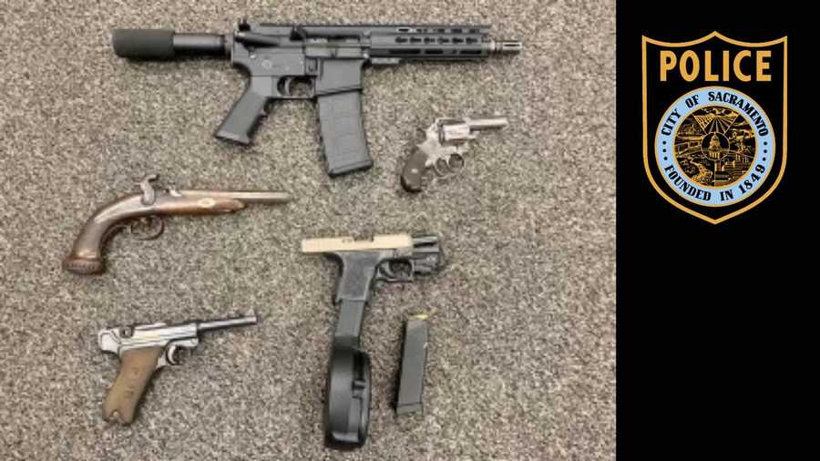 Guns seized as part of a shooting investigation.