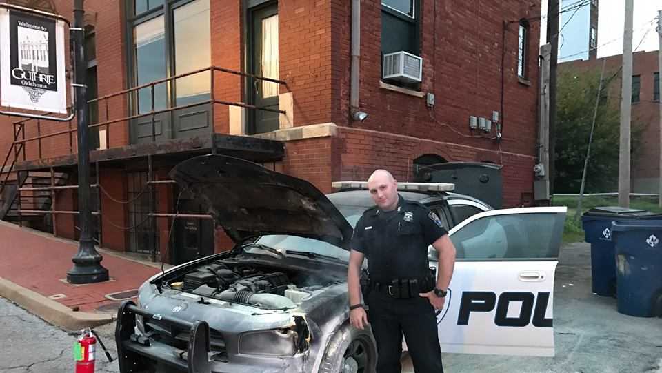 Guthrie police car catches fire during drive back to station