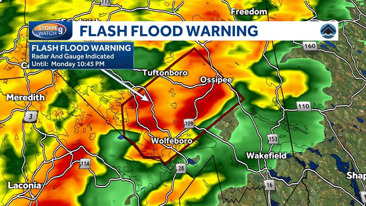 Flash flood warning issued for parts of NH
