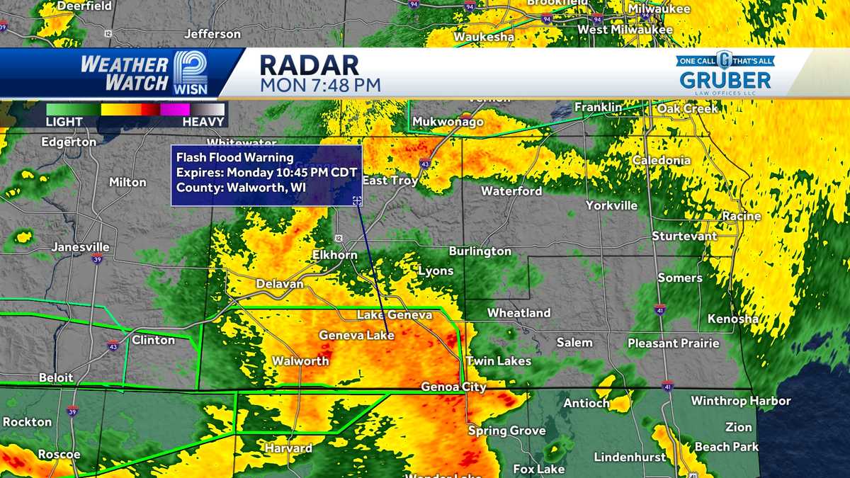 Flash flood warning issued for Walworth County Monday - WISN