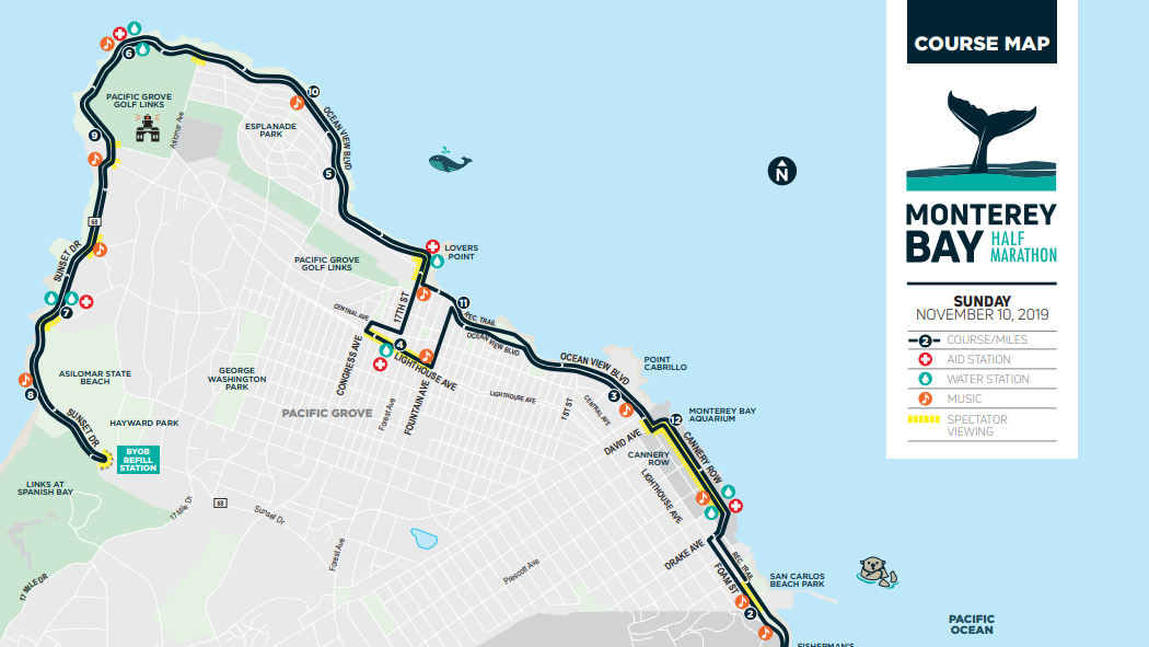 Monterey Bay Half Marathon route, parking and traffic info