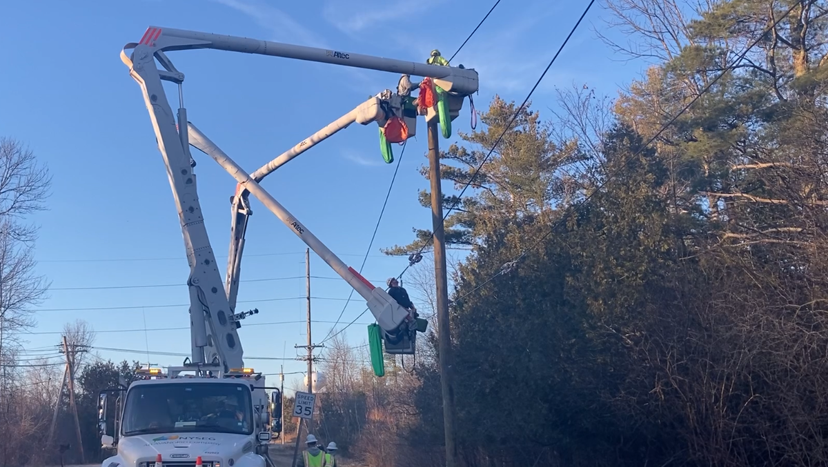 NYSEG crews work to restore power in Plattsburgh following a car crash
