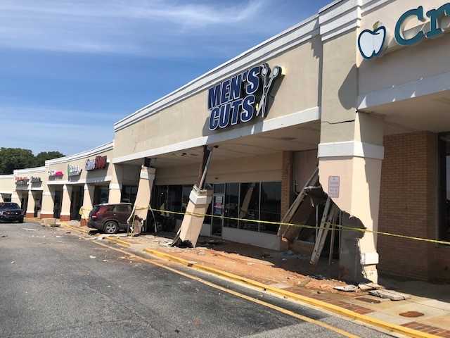 SUV crashed into storefronts at Belvedere Plaza in Anderson
