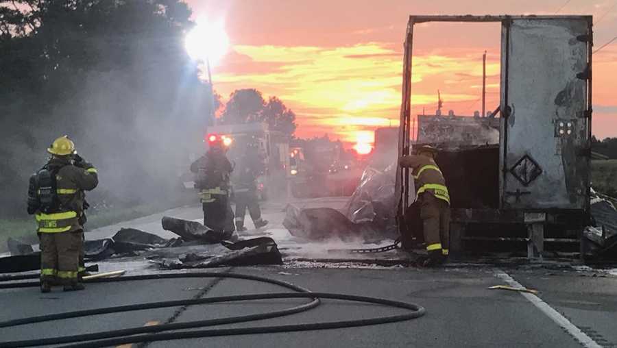 Warren County road closed after tractor trailer fire