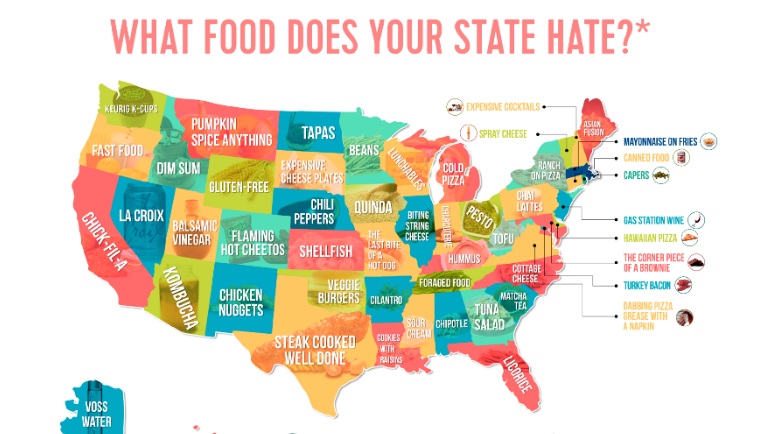 Map Shows The Most Hated Food In Every State 