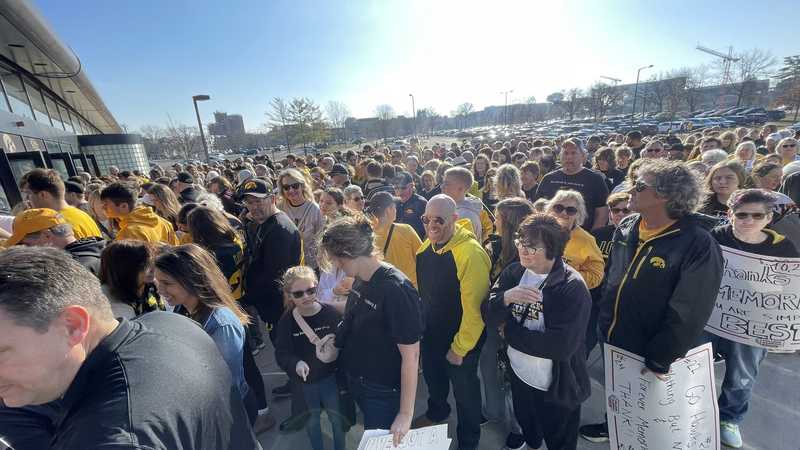 Hawkeye fans line up outside Carver hours before Caitlin Clark's senior day