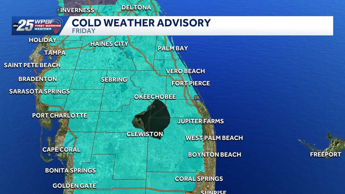 Cold weather advisory in effect for Friday morning as wind chills drop into the 20s and 30s