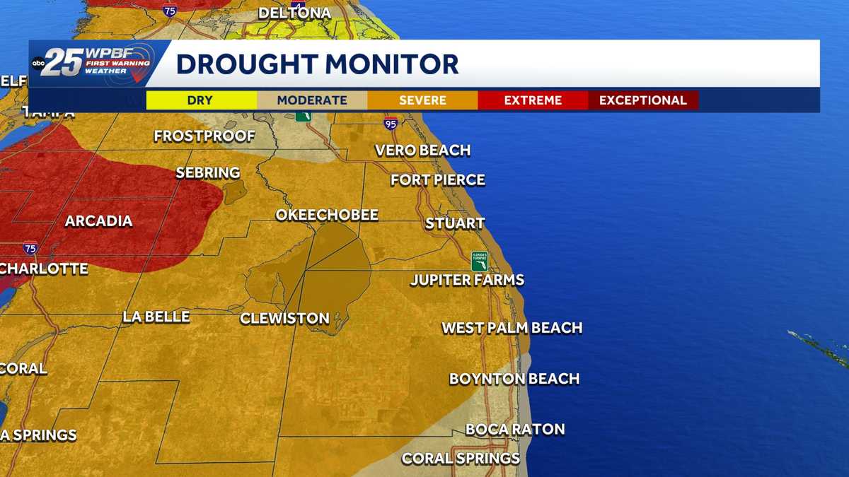 New data from US Drought Monitor showing most of Palm Beaches, Treasure Coast under severe drought